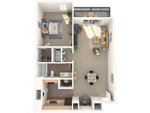 Floor plan for 1 bed, 1 bath, 810 sqft