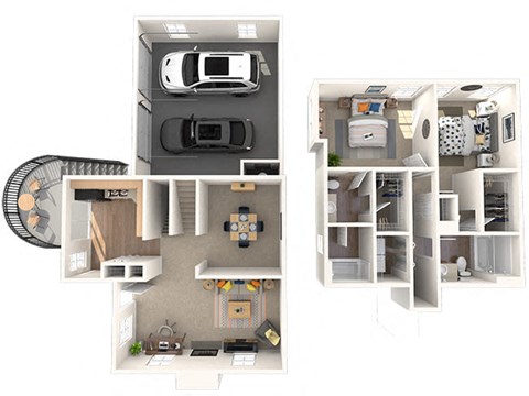 Floor plan for 2 beds, 2.5 baths, 1480 sqft