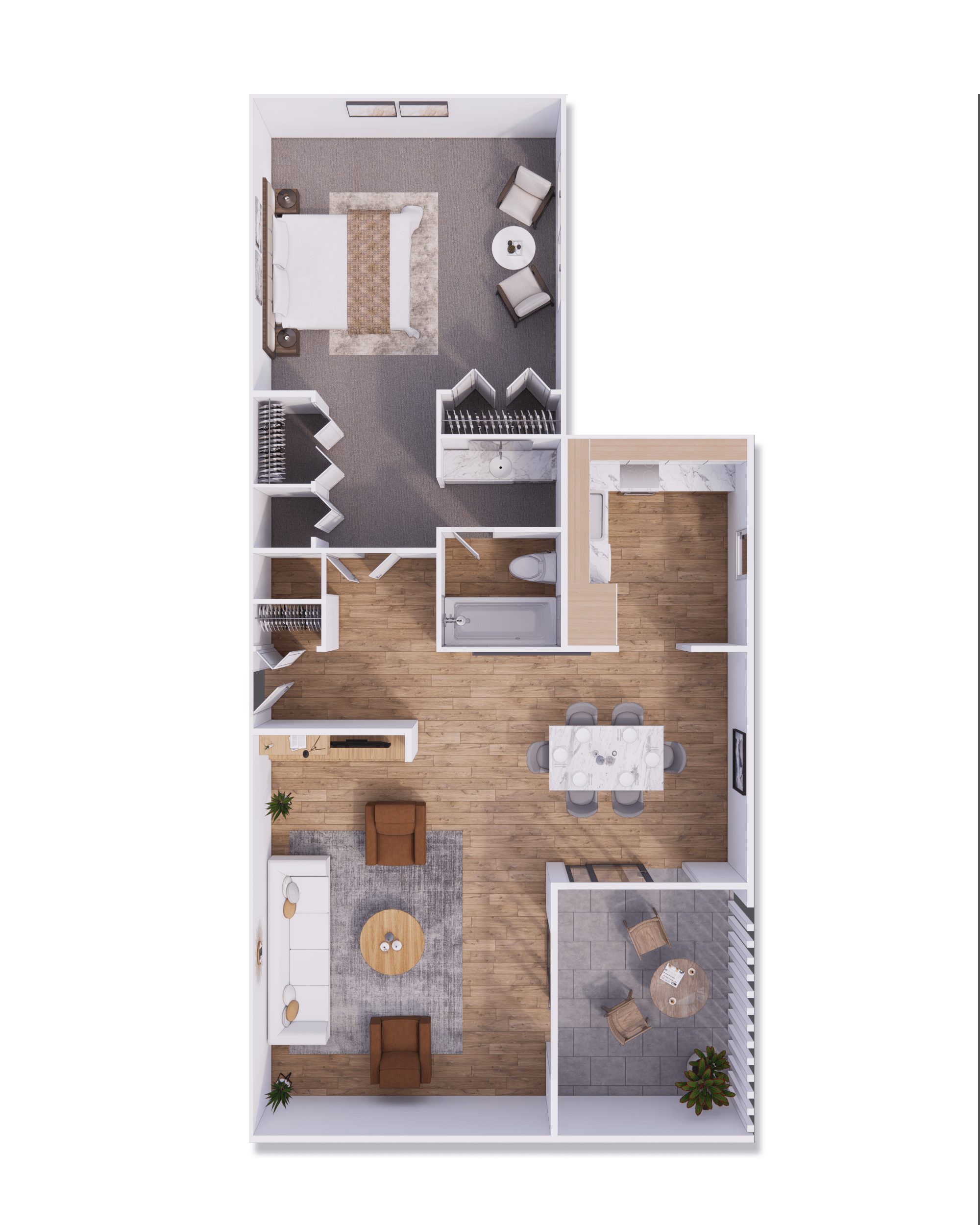 Floor plan for 1 bed, 1 bath, 868 sqft