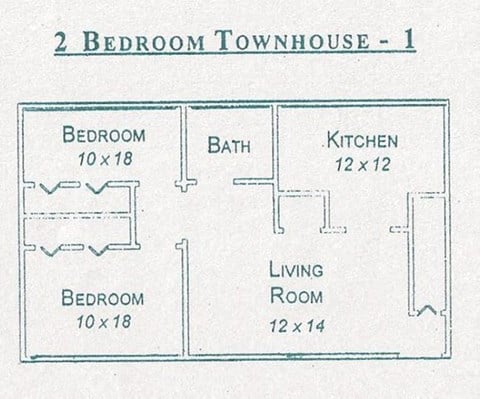 Floor plan for 2 beds, 1 bath, 812 sqft