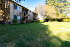 Dixon apartment for rent - A grassy area in front of a building with a tree to the right.