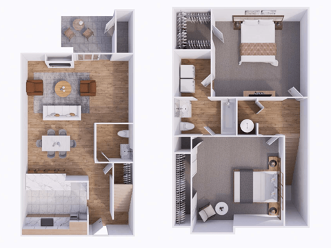 Floor plan for 2 beds, 1.5 baths, 1140 sqft