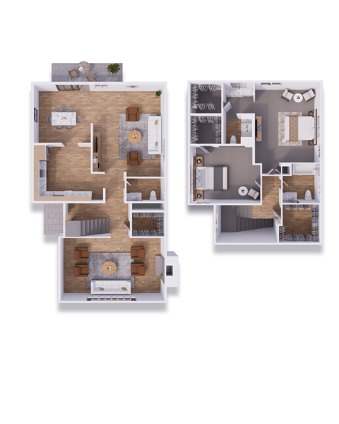 Floor plan for 2 beds, 2.5 baths, 1879 sqft