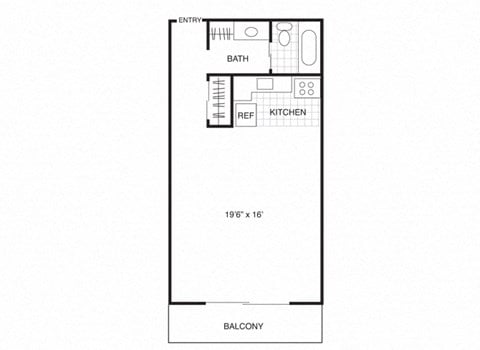 Floor plan for studio, 1 bath, 480 sqft