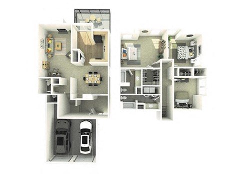 Floor plan for 3 beds, 2.5 baths, 1725 sqft