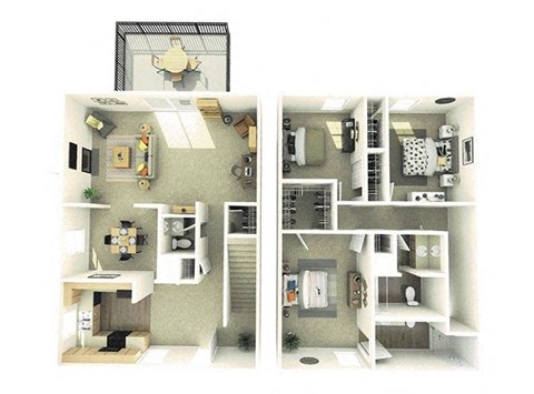 Floor plan for 3 beds, 2.5 baths, 1720 sqft