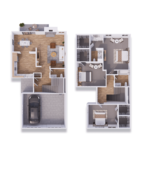 Floor plan for 3 beds, 2.5 baths, 1804 sqft