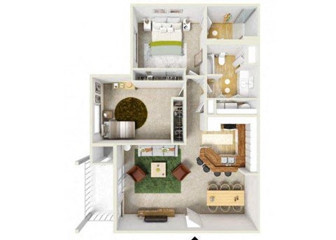 Floor plan for 2 beds, 2 baths, 966 sqft