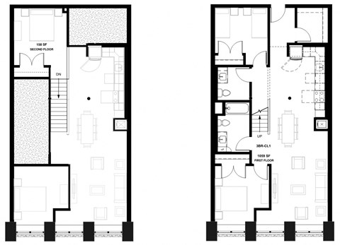 Floor plan for 3 beds, 1.5 baths, 1217 sqft