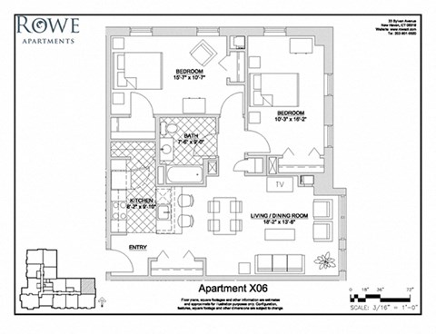 Floor plan for 2 beds, 1 bath
