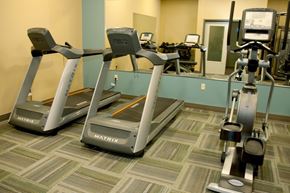 New Bedford apartment for rent - Two treadmills in a gym with a green wall in the background.