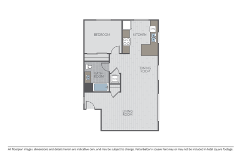 Floor plan for 1 bed, 1 bath, 899 sqft