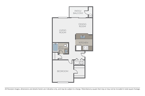 Floor plan for 1 bed, 1 bath, 761 sqft