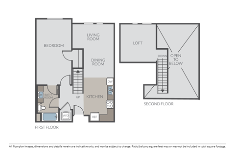 Floor plan for 1 bed, 1 bath, 1031 sqft