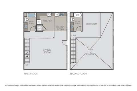 Floor plan for 1 bed, 2 baths, 1286 sqft