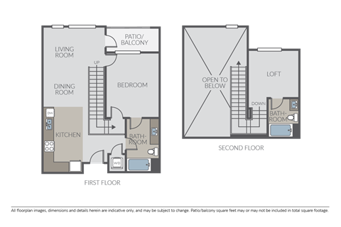 Floor plan for 1 bed, 2 baths, 916 sqft