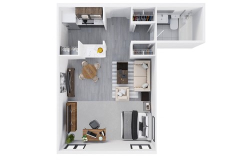 Floor plan for studio, 1 bath, 364 sqft