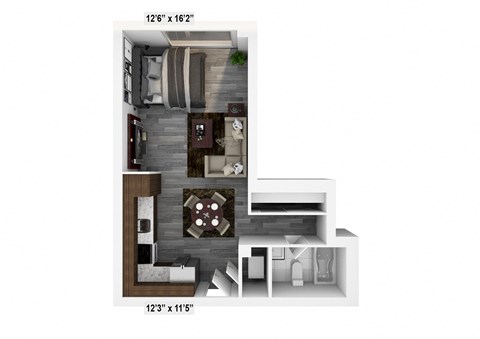Floor plan for studio, 1 bath, 465 sqft