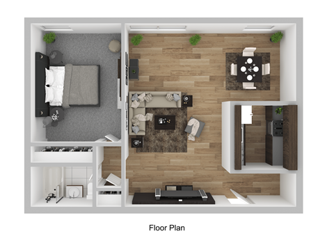 Floor plan for 1 bed, 1 bath, 710 sqft