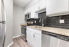 Lawrence apartment for rent - Kitchen with stove and dishwasher at Eddingham in Lawrence, KS