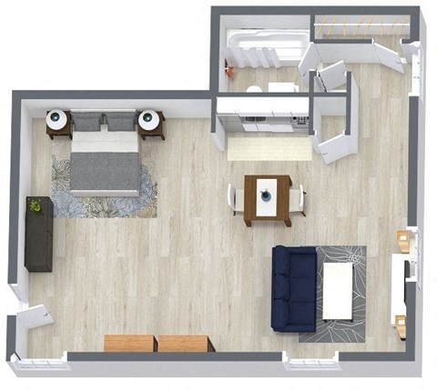 Floor plan for studio, 1 bath, 480 sqft