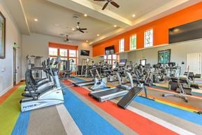 Jacksonville apartment for rent - a gym with treadmills and other exercise equipment and windows at Hacienda Club, Jacksonville, Florida