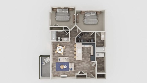 Floor plan for 2 beds, 2 baths, 1324 sqft
