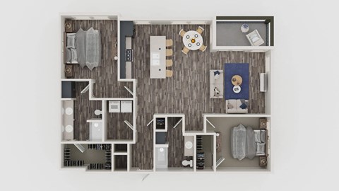 Floor plan for 2 beds, 2 baths, 1350 sqft
