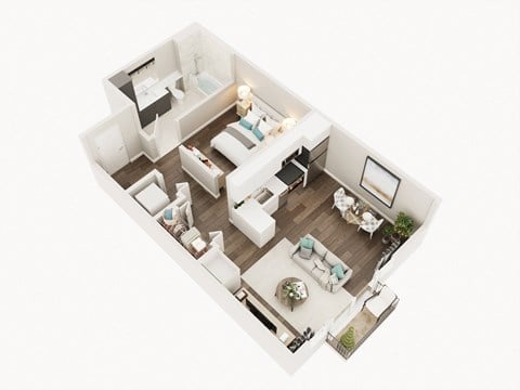 Floor plan for studio, 1 bath, 583 sqft