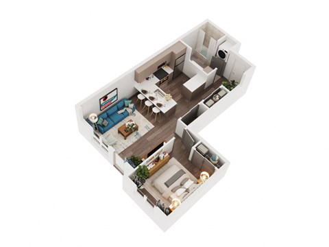 Floor plan for 1 bed, 1 bath, 700 sqft