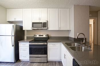 Modern cabinets, countertop, and finishes*