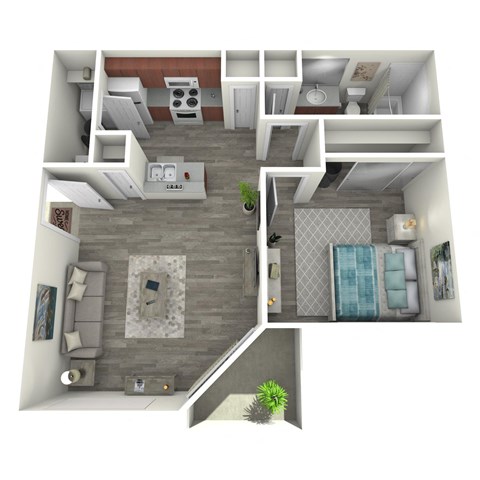 Floor plan for 1 bed, 1 bath, 650 sqft