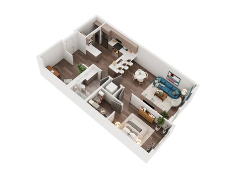 Floor plan for 1 bed, 1 bath, 829 sqft