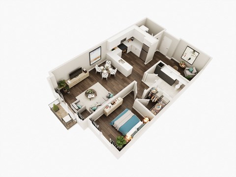 Floor plan for 1 bed, 1 bath, 772 sqft