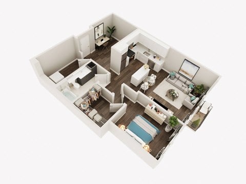 Floor plan for 1 bed, 1 bath, 787 sqft