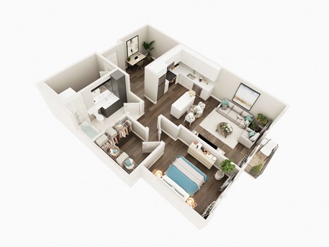 Floor plan for 1 bed, 1 bath, 814 sqft