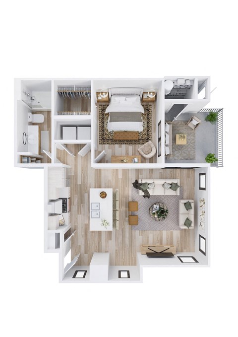 Floor plan for 1 bed, 1 bath, 924 sqft