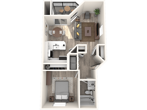 Floor plan for 1 bed, 1 bath, 759 sqft