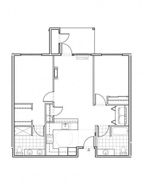 Floor plan for 2 beds, 2 baths, 1011 sqft