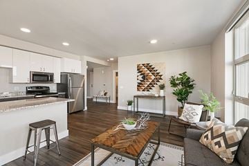Bend apartment for rent - a living room with a couch and a table