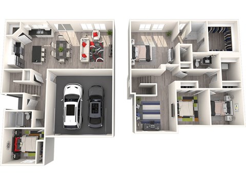 Floor plan for 4 beds, 3 baths, 2075 sqft