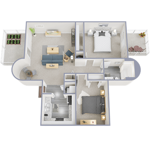Floor plan for 2 beds, 1 bath, 819 sqft