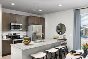 Richmond apartment for rent - a kitchen with a marble counter top and a