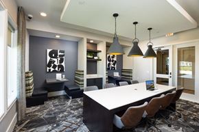 Houston apartment for rent - Allora New Forest Apartments Clubhouse Conference Table and Work Booths