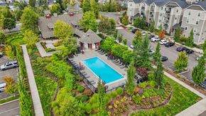 Happy Valley apartment for rent - A bird's eye view of a residential area with a swimming pool.