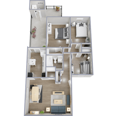 Floor plan for 3 beds, 1 bath, 1025 sqft