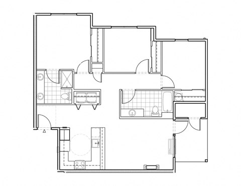 Floor plan for 3 beds, 2 baths, 1207 sqft