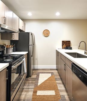 Renton apartment for rent - Echo Mountain Apartments Model Kitchen Counter and Appliances