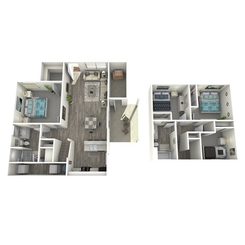 Floor plan for 4 beds, 2 baths, 1229 sqft