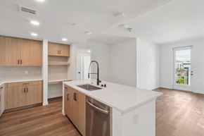 Chula Vista apartment for rent - A modern kitchen with wooden cabinets and a stainless steel dishwasher.